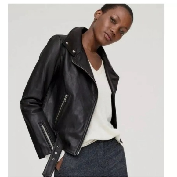 MACKAGE Miela-N Black Supple Leather Belted Moto Jacket size XS - Picture 4 of 4